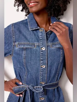 Sanctuary Evereve Alma Denim Midi Dress In Blue XS NWT thumbnail 3