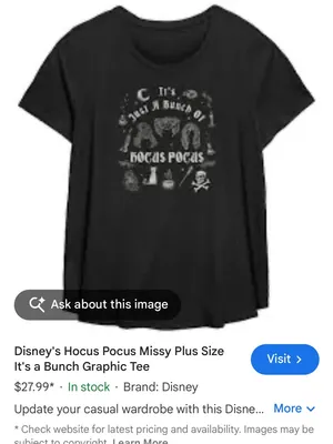 Disney Black Hocus Pocus Graphic Tee | Size XL Halloween thumbnail 11