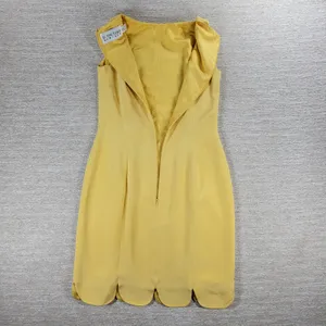 b Michael NY Silk Sheath Dress Size 6 Butter Yellow Scalloped Hem Classic Chic thumbnail 6