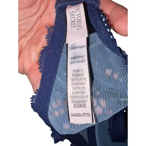 Victoria's Secret Dream Angels Lined‎ Demi Bra Navy Blue Lace 34DD 360275-3ET thumbnail 5