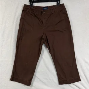 Sonoma 12 Brown Solid 100% Cotton Capri Crop Pants Utility Cargo Granola‎ Hiking thumbnail 1