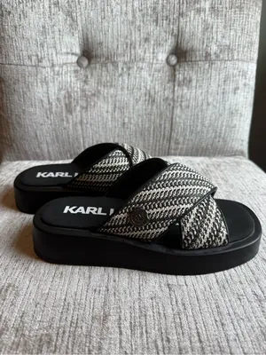 Karl Lagerfeld Paris Ophelia woven slip on platform sandals thumbnail 4