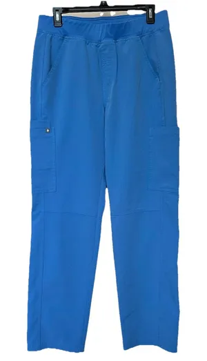 Figs Scrubs Pants Women’s Med Utility Nursing Blue Cargo Drawstring Pull On thumbnail 1