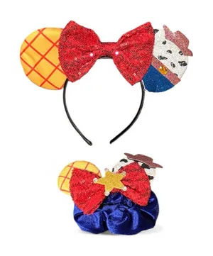 Toy Story inspired Woody Jessie red bow Ears headband and matching scrunchie set thumbnail 1