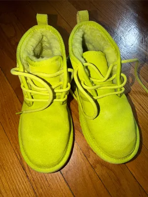 UGG Bright Yellow Suede Lace-Up Ankle Boots thumbnail 1