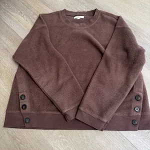 Madewell Cozy Brown Fleece Pullover Sweater thumbnail 1