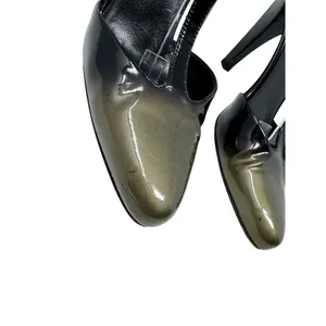 Prada Ombre Patent Leather T-Strap Pumps Black Metallic Green Gold 38.5 thumbnail 3