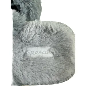 Spesoul Gray Fuzzy‎ Soft Slide-On Crisscross Open Toe Slippers Size L thumbnail 4