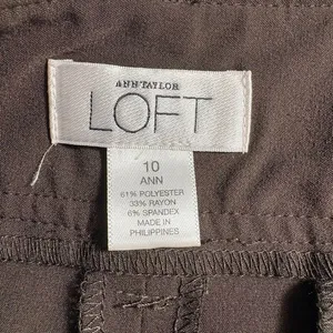 Ann Taylor Loft Womens Brown Wide Leg Cropped Pleated Cuffed‎ Trousers Size 10 thumbnail 5