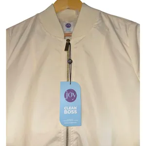 New Joy Clean Boss Performance Bomber Jacket Womens Medium Cream‎ Preppy Classic thumbnail 4