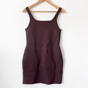 Aritzia Babaton Sculpt Knit Rich Mocha Brown Bodycon Seam Detail Mini Dress thumbnail 7