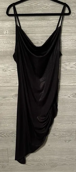 Forever‎ Rose Couture Black Asymmetric Cowl Neck Ruched Midi Dress Womens 3X NWT thumbnail 1
