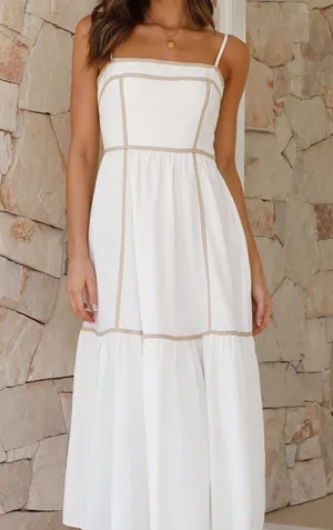 Boutique Billy J White Tiered Midi Sundress with Spaghetti Straps thumbnail 1