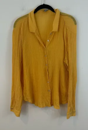 Aerie Casual Lightweight Yellow Button-Down Women's Top Size Medium thumbnail 1