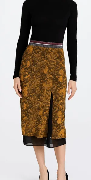 SAYLOR Snake Print Midi Skirt Yellow‎ Medium thumbnail 1