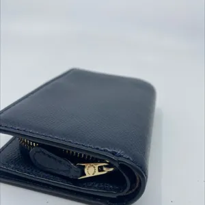 Coach Small Snap Navy Pebbled Leather Wallet thumbnail 4