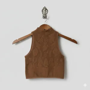 Out From Under XS/S Textured Seamless Cut Out Tank Polyamide Brown Crop Top thumbnail 2