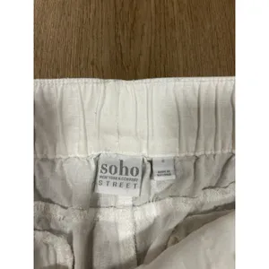 Soho Street New York & Company White Linen Blend Tie Waist Tapered Pants Small thumbnail 3