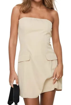 Princess Polly Langdon Strapless Mini Dress in Beige, Size 4​​ thumbnail 1