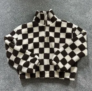 ZAFUL checkered Sherpa sweatshirt thumbnail 1
