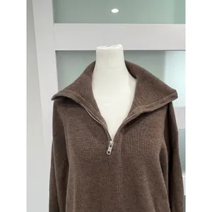 Arach&Cloz Brown boxy fit Quarter Zip Ribbed Pullover Sweater SX-25-07 Size‎ M thumbnail 5