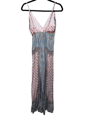 Free People Britt Printed Playsuit Jumpsuit Romper Silky Wide Leg Size 2 thumbnail 8