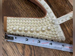 NWOT Open Toe Pearl Platform White Heels Size 6 thumbnail 7