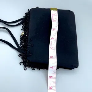 Vintage Black satin fringe bag. thumbnail 6