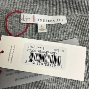 Skin Andreea Ali 0 XS Crop Top Gray Organic‎ Pima Cotton Ribbed Long Sleeve NWT thumbnail 7