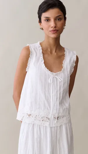NWT Sorella Vanya Cotton Top size XS white lace tank thumbnail 1