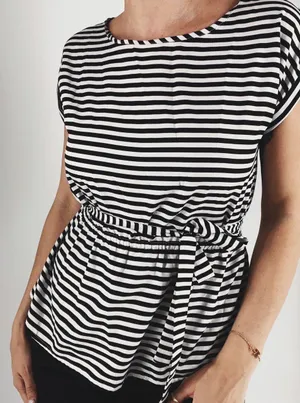 Factory Black and White Short Sleeve Blouse Size XS thumbnail 1