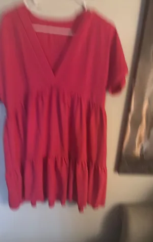 Pink v neck mini dress thumbnail 1
