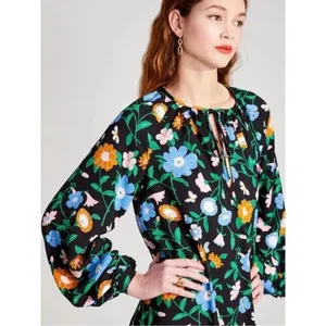 KATE SPADE NEW YORK KATE SPADE Floral Garden Tulip Dress In Black LARGE thumbnail 13
