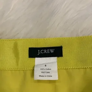 J. Crew pleated A-line side zip skirt chartreuse cotton poplin 6 thumbnail 2