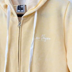 Las Vegas Yellow Burnout Zip-Up Hoodie thumbnail 2