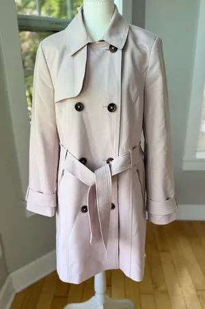 Express Light Pink Belted Trench Coat Size Medium thumbnail 1