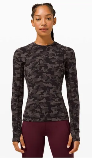 Lululemon Runderful Long Sleeve Women‎ 6 Camo Excellent Long Sleeve Training Top thumbnail 1