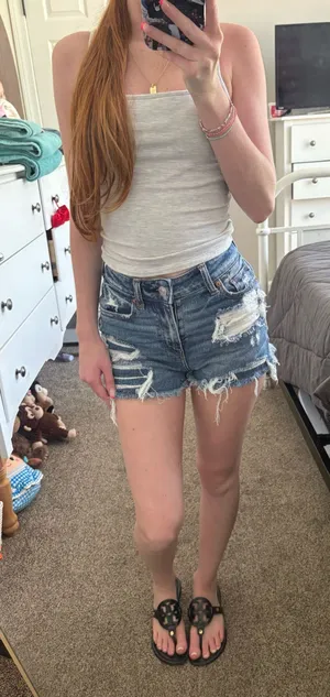 American Eagle Outfitters Blue Jean Shorts Distressed Frayed Hem thumbnail 1