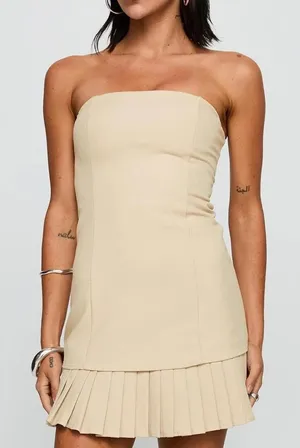 Princess Polly Believe My Mind Beige Strapless Playsuit thumbnail 1