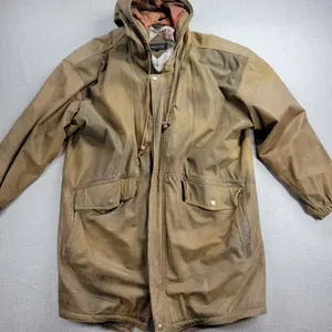 Vintage Imagination Women's Jacket M Brown Leather Hooded Oversized Fishtail thumbnail 1