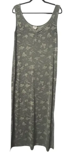 Vintage True Y2K Giovana USA Women's M Tank Dress Floral‎ Sleeveless Sage Green thumbnail 1