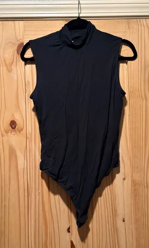 Everlane Bodysuit Womens Large Black Sleeveless Mock Neck Lyocell Blend thumbnail 1