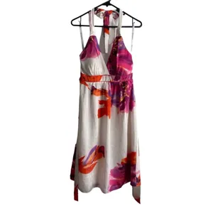 BISOU BISOU Michele Bohbot White/Pink/Orange Dress Size‎ 4 thumbnail 3