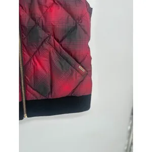 Eddie Bauer Womens Retro 1936 Skyliner Red Plaid 80% Down‎ Puffer Zip Vest Large thumbnail 2