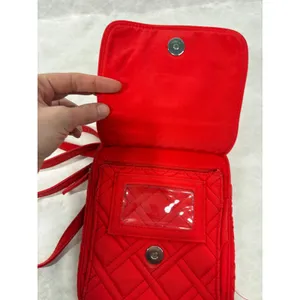 Vera Bradley Red Quilted Crossbody Bag Flap ID Window Wallet Purse thumbnail 6