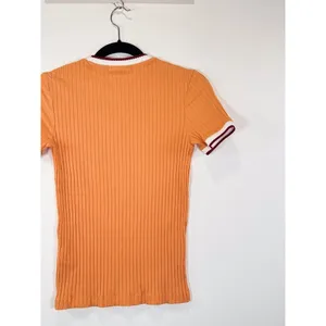 Lacoste Womens Shirt Orange Crew Neck Fantasy Knit Ribbed Slim Fit 34 US Small thumbnail 8