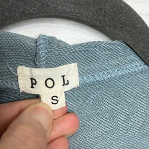 POL Denim Patchwork Hoodie Jacket Women’s Small Blue Gray Zip Up Boho Studded thumbnail 3