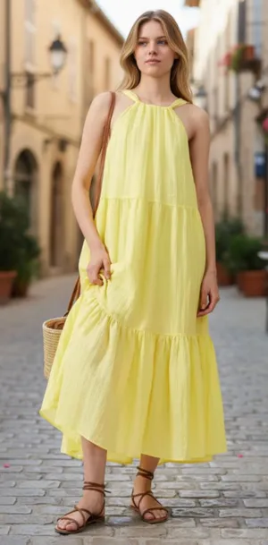 NWT french connection aleska textured dress - lemon gelato Large thumbnail 1