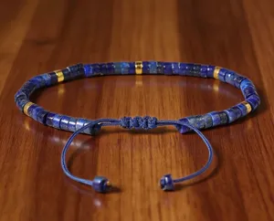 Exquisite Lapis Lazuli Bracelet - Adjustable Simple Blue Gemstone Bracelet thumbnail 2