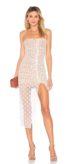 Majorelle White Mesh Polka Dot Brady Dress Revolve Bodycon Midi XL thumbnail 1